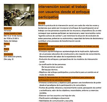 Intervención social con personas usuarias desde un enfoque participativo